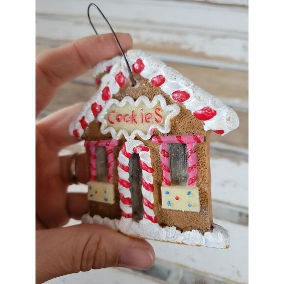 Gingerbread cookie house home ornament vintage Xmas holiday tree - Picture 4 of 8